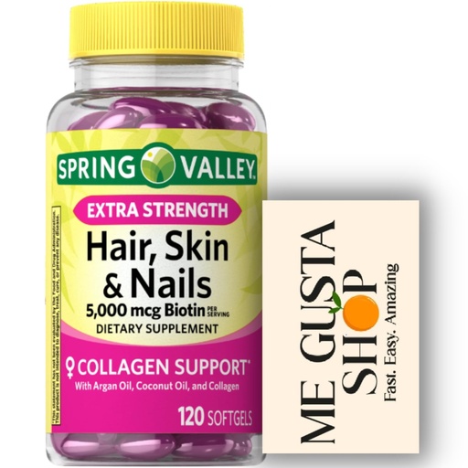 [BRSRMCABOQIRU23U] Extra Strength Hair, Skin & Nails Dietary Spring Valley Supplement, Biotin, Collagen, Gelatin 120 ct I + me Gusta Sticker