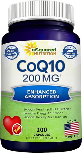 [BRSWKHTRO4PGAGQV] aSquared Nutrition CoQ10 (200 Capsules and 200mg) - High Absorption Vegan CO Q-10 Powder - Enzyme Ubiquinone Supplement Pills, Extra Antioxidant Coenzyme Q10 Vitamin, Coq 10 Alernative to Softgels