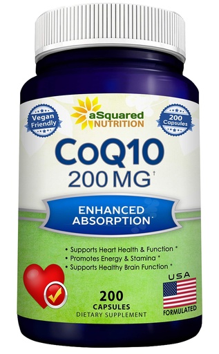 [BRSWKHTRO4PGAGQV] aSquared Nutrition CoQ10 (200 Capsules and 200mg) - High Absorption Vegan CO Q-10 Powder - Enzyme Ubiquinone Supplement Pills, Extra Antioxidant Coenzyme Q10 Vitamin, Coq 10 Alernative to Softgels