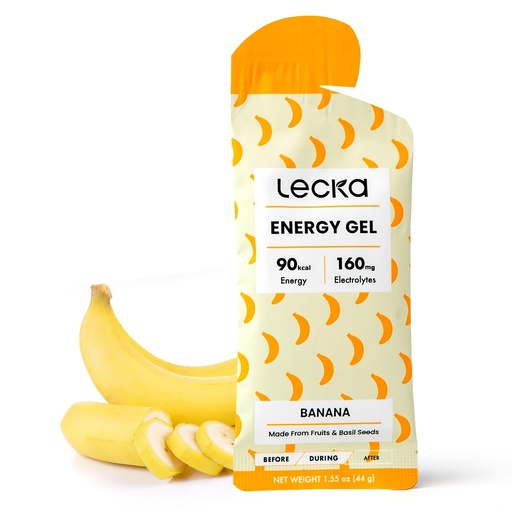 [BRSRAZQZOYNBMC35] Lecka Energy Gel, 12 Gels | for Endurance Exercise, Made with Real Fruits and Basil Seeds, Provides Natural Energy and Electrolytes (12 Gels, Banana)