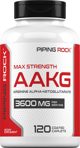 [BRSW2C33AF6GO2D6] Piping Rock AAKG Supplement | 120 Caplets | 3600 mg | Arginine Alpha-Ketoglutarate Supplement | Nitric Oxide Enhancer | Max Strength | Vegetarian, Non-GMO, Gluten Free