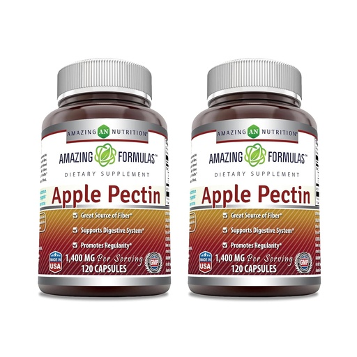 [BRSW2GQQOYIGEHTO] Amazing Formulas Apple Pectin 1400 mg Per Service Supplement | Capsules | Non-GMO | Gluten Free | Made in USA (120 | Count 2 Pack)