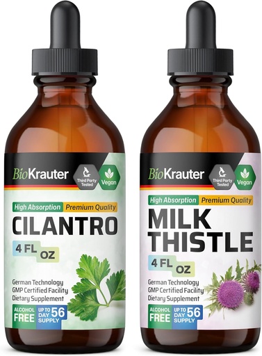[BRSRAGL4CQFRM23V] BIO KRAUTER Cilantro Tincture 4 Fl. Oz. & Milk Thistle Tincture 4 Fl. Oz.