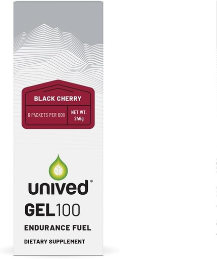 [BRSW2A32OYOQEDTG] Unived Gel 100 - Vegan Energy Gel for Endurance Athletes Runners & Cyclists - 100kcal - Black Cherry - Pack of 6