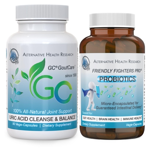[BRSWYAT6CQDR6ADU] GC® GoutCare and Friendly Fighters® Probiotic: Uric Acid Cleansing Package with Microencapsulated Probiotics
