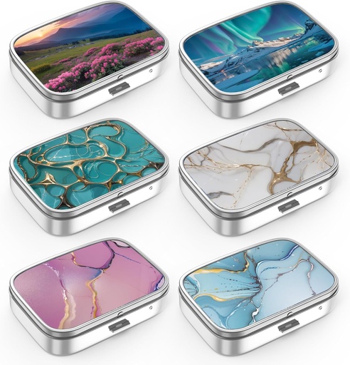 [BRSRMAY6O4CBA2D6] Pill Box 2 Compartment Small Pill Case,Portable for Pocket or Purse Pill Organizer Pill Container Holder to Hold Vitamins, Medication, Fish Oil and Supplements(6PCS)