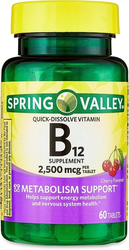 [BRSROZYBCJ7A4FL6] jogi Vitamin B12 Quick-Dissolve Tablets Dietary Supplement, 2,500 Mcg, Cherry Flavor,1 Tablet per Day 60 Count