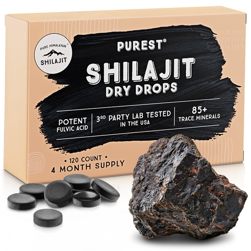 [BRSWYYYQPIDQEAAY] Pure Himalayan Shilajit | 100% Pure Natural Shilajit Grade A Max Potency 85+ Trace Minerals & Fulvic Acid | 3rd Party US Lab Tested | Dry Drops | 24g (120ct)