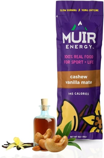 [BRSRAAQYOYBBSG33] MUIR Cashew Vanilla Mate Real Food Energy Gel - 10 Count 