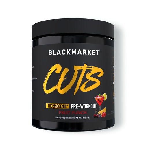 [BRSWGYYOBVYBY3L2] BLACKMARKET CUTS Pre Workout – Thermogenic Energy & Focus Powder for Men & Women, Fat Metabolism, Muscle Definition, Creatine Free, 30 Servings (Fruit Punch)