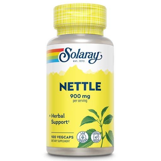 [BRSWIYQZBQOG23Q5] SOLARAY Nettle 900 mg - Organic Nettle Leaf Supplement - Kidney, Urinary, and Prostate Support - Traditional Use for Allergy Response and Respiratory Wellness - Vegan - 50 Servings, 100 VegCaps