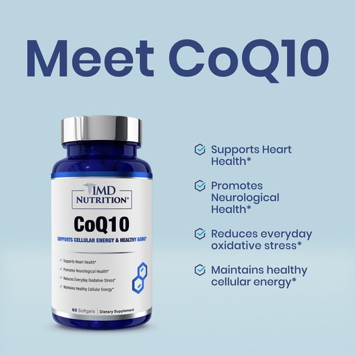 [BRSRA2QKOQPRAFDA] 1MD Nutrition CoQ10 - for Heart Health & Cellular Energy Production - Health Supplement for Men & Women - Coenzyme Q10 Softgel - 60 Days (2-Pack)