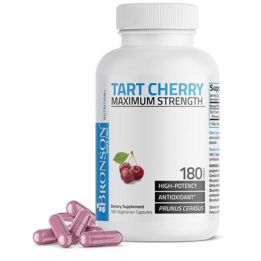 [BRSWG2T2CMCAMHLG] Bronson Tart Cherry Maximum Strength, 180 Vegetarian Capsules (90 Servings)