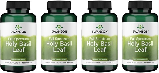 [BRSWIHYOAB7QMHAV] Swanson Holy Basil Leaf (Tulsi) - Stress Support and Well-Being Supplement - (120 Capsules, 800mg Per Serving) (4 Pack)