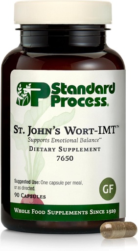 [BRSWIZQ3AABAOFDA] Standard Process St. John's Wort-IMT - Herbal Supplement for Sleep & Stress Relief - Supports Balance & Relaxation - Non-Dairy, Non-Soy & Gluten-Free - 90 Capsules