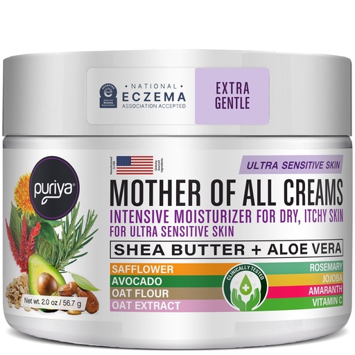 [BRSRMBANBV6QK3QV] Puriya National Eczema Association Accepted Cream 2 oz, Dry Itchy Skin Relief, Colloidal Oatmeal Lotion, For Kids, Adults, Face, Hands, Mother of All Creams, Plant-Based Hydration,No Fragrance Added