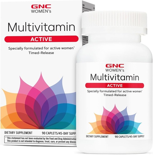 [BRSRAFIYCMFWEFA4] GNC Vrouwen Actief Multivitamine Klinisch Bewijs voor Voeding, Oefening Herstel, Energie Productie, Bot Gezondheid, Schoonheid, Immune, Biotine, IJzer, Zink, 90 Capletten