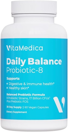 [BRSWIFIBCMAR6H3G] VitaMedica | Daily Balance Probiotic-8 | Probiotic Supplement | 16 Billion CFUs | Gut Health | Digestive, Skin, & Immune Support | Constipation, Diarrhea, Gas & Bloating Relief | Vegan | 60 Count