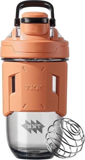 [BRSRAFQKAF7RMHLJ] TKK 24oz Protein Shaker Bottle with Blending Ball, BPA Free Tritan Plastic, Leak-Proof, One-Touch Lid, Non-Slip Grip, Sports & Fitness Use