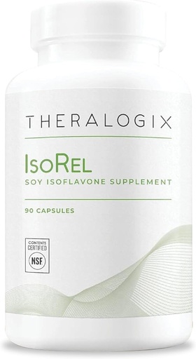[BRSWYCQQAECROCD6] Theralogix IsoRel Whole Soybean Extract Supplement - 90-Day Supply - Menopause Support to Aid Hot Flashes - Prostate Health Support for Men - NSF Certified - 90 Capsules