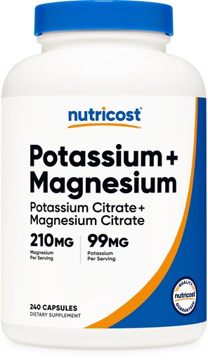 [BRSW22YEAUHGC3L5] Nutricost Potassium (99 mg) Magnesium (210 mg) Citrates, 240 Capsules - Non-GMO, Gluten Free