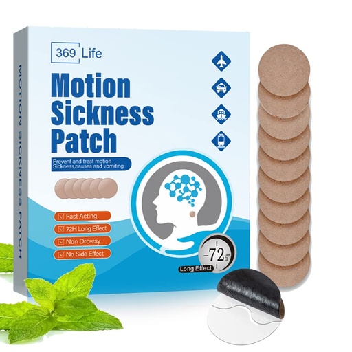 [BRSRO2Y2B55GGG3Z] 369 Life Motion Sickness Patches, Sea Sickness Patch for Cruise - Adults and Kids ((10 Count - Pack of 1))