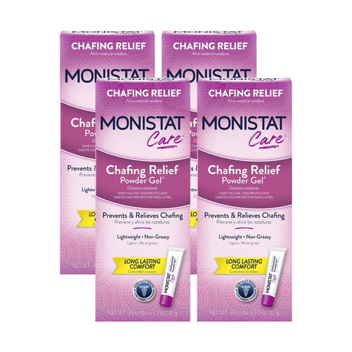 [BRSWG2QBBN6GEEL3] Monistat Chafing Relief Powder Gel, Long-Lasting Anti-Chafing Protection for Bikini Area, Thighs and Bra Lines, 1.5 Oz, Pack of 4