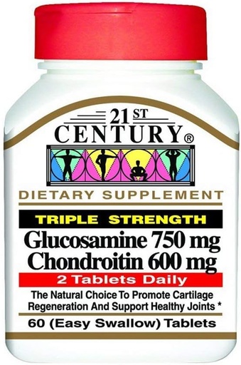 [BRSWGYI5OJ5AMHTL] 21st Century Glucosamine 750 mg & Chondroitin 600 mg - Triple Strength - 60 Tablets, Pack of 2