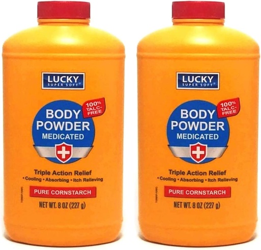 [BRSW2YD2AAFQK23H] 2 pc Body Powder Medicated 8 oz | Triple Action Relief 100% Talc-Free | Body Powder for Body Odor Sweat & Moisture | Medicated Protecting Powder | Anti-Itch | Skin protectant | Menthol and Zinc Oxide
