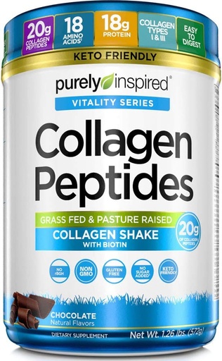 [BRSWIGI6OB7R4ELE] Collagen Peptides Powder | Collagen Protein Supplements for Women and Men with Biotin | Keto Friendly & Non-GMO | Chocolate, 1,26 lbs (23 zerbitzatu)