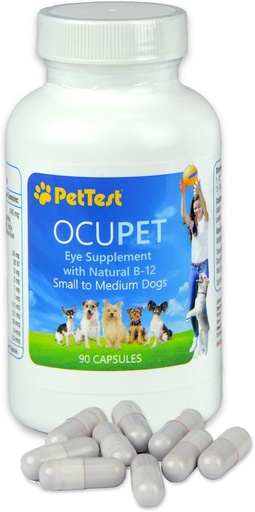 [BRSROGL5OUHRYELG] Ocupet Advanced Vision & Eye Health Supplement för Cats & Small-Medium Dogs, Packad med Natural B12, Grape Seed Extract & Lutein för att stödja husdjur med diabetes eller ögonrelaterade tillstånd-90 kapslar