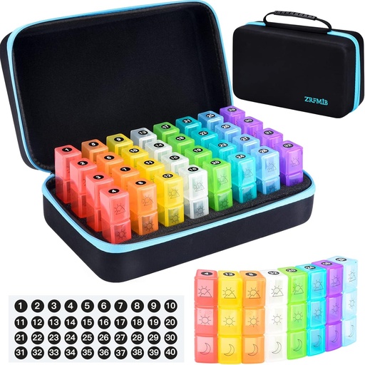 [BRSRMCYBABYQ23YZ] ZRFMIB Monthly Pill Organizer 3X a Day, 30 Day Travel Pill Box Organizer with 32 Daily Compartments, Month Pill Box Organizer for Fish Oil, Vitamins, supplements and Medications