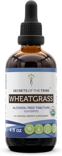 [BRSWGY36O4BQAADF] Secrets of the Tribe Wheatgrass Alcohol-Free Liquid Extract, USDA Organic Wheatgrass (Triticum aestivum) Dried Leaf (4 FL OZ)