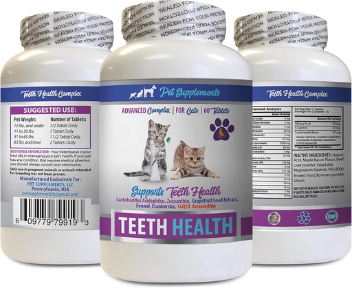 [BRSWGHY7BVYQKDLX] Bad Breath cat Treats - CAT Teeth Health - Advanced Mouth Health Complex - Immune Boost - biotin for Cats - 1 Bottle (60 Tablets)