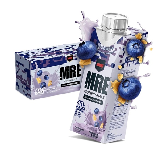 [BRSWYAYYBANQGCL7] REDCON1 MRE Klar til at drikke proteinshakes, Blueberry Cobbler - Lactose + Whey Free RTD Protein Lavet med ægte hele fødevarer proteinblandinger - Keto-Friendly and Easy to Digest Nutritional Shake (12 Pack)