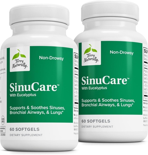[BRSROEI2BZ6A43D7] Terry Naturally SinuCare - Bronchial Wellness Support Supplement - Healthy Sinus Aid - Dietary Supplement to Support Healthy Lungs - 60 Softgels (2 Pack)