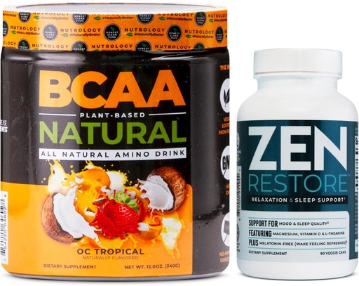 [BRSRAZD6A4JRE33J] Nutrologie Zen Natural Magnesium Supplement (30 porties) & Nutrologie BCAA Natural, Plant Based BCAA Powder, Orange Coconut Flavor (30 porties)
