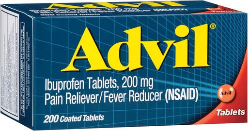 [BRSWKYQPAF7GYALM] Advil Pain Reliever and Fever Reducer, Pain Relief Medicine with Ibuprofen 200mg for Headache, Backache, Menstrual Pain and Joint Pain Relief - 200 Coated Tablets
