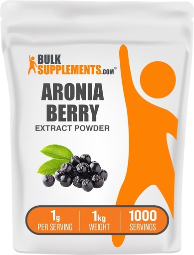 [BRSWGEACPIORSF3A] BulkSupplements.com Aronia Extract Powder - Aronia Berry Extract, Chokeberry Supplement - Gluten Free, 1g per Serving, 1kg (2.2 lbs) (Pack of 1)