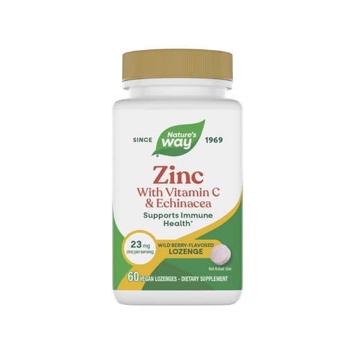 [BRSWIYT3O4GWOCTG] Nature's Way Zinc Lozenges with Vitamin C & Echinacea, Zinc Supplements for Men and Women, Immune Support*, Wild Berry Flavor, 60 Lozenges (Packaging May Vary)