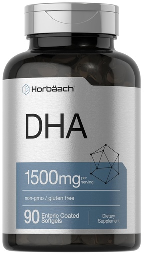 [BRSRO2Y3CBYWY2TK] Horbaach DHA Supplement 1500mg | 90 Softgels | EPA, Omega 3, DHA | Non-GMO, Gluten Free