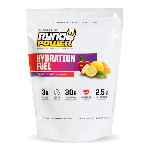 [BRSWKHD2PIPQ4CI6] Ryno Power Hydration Fuel Electrolyte Drink Mix 2lb (20 Servings) 'Fruit Punch' - Advanced Electrolyte Formula + BCAA's - Gluten Free - Sustained Energy and Muscle Recovery
