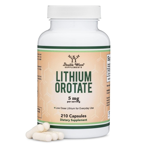 [BRSROZD3CAJRQ2T4] Lithium Orotate 5mg of Elemental Lithium for Cognition and Brain Health, 210 Capsules (Third Party Tested, Vegan Safe, Non-GMO) by Double Wood Supplements