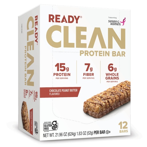 [BRSWGFQOCENQ42DJ] Ready® Protein Bars – High-Protein Snack with 15g Whey Protein, With Flaxseeds and Omega-3s for Sustained Energy, Supports Lean Muscle and Recovery – Chocolate Peanut Butter, 12CT