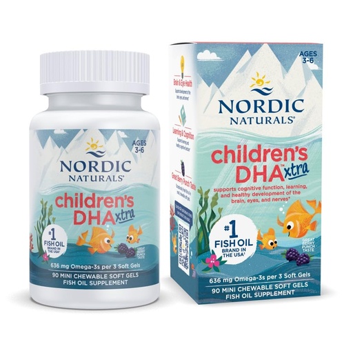 [BRSWGZ3RORYBG3I6] Nordic Naturals Children’s DHA Xtra, Berry Punch - 90 Mini Chewable Soft Gels for Kids - 636 mg Omega-3s EPA & DHA - Cognitive & Immune Function, Learning, Social Development - Non-GMO - 30 Servings