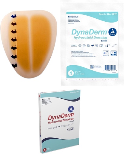 [BRSWIB3YBNYBYFLM] Dynarex Dynaderm Hydrocolloid Dressing, Sacral,6 x 7 Inch/5 Count
