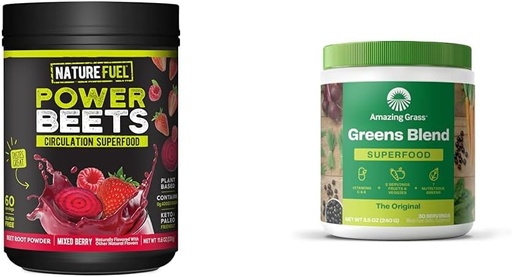 [BRSROBL3CUDQAADF] Nature Fuel Power Beets Powder, Delicious Acai Berry P,, concentrado & Amazing Grass Greens Blend Superfood: Super Greens Powder Smoothie Mix para impulsar a enerxía