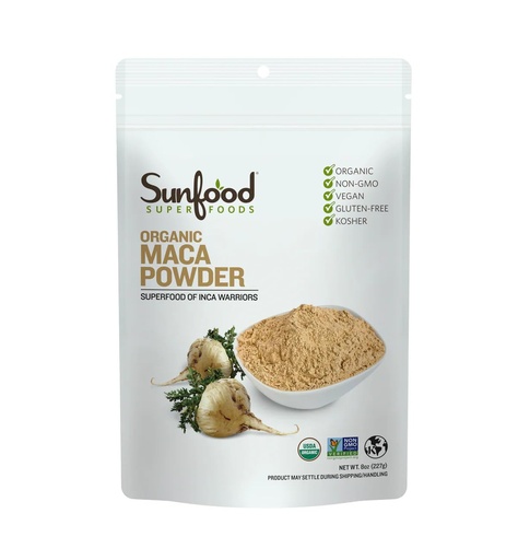 [BRSWIEYZAZ4QGG36] Sunfood Superfoods Organic Maca Powder for Men & Women - Maca Root Powder Organic with Adaptogens, Use in Smoothies & Other Recipes, Peruvian, Vegan - 8 Oz Bag