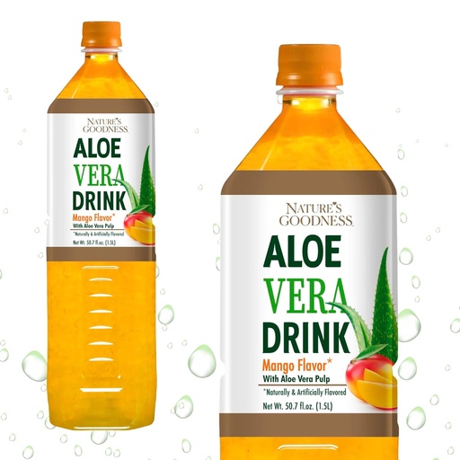 [BRSROGL3AUCB6EYV] Bevanda Aloe Vera con Pulp Mango Flavor - 50.7 Fl Oz (1.5 L) - Bevanda rinfrescante con Succo reale Aloe Vera