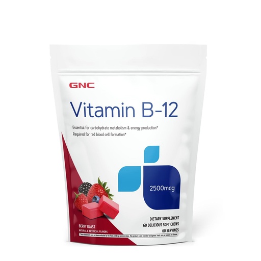 [BRSWYZINDEFWK33G] GNC Vitamin B12 2500mcg Supplement, Essential for Carbohydrate Metabolism and Energy Production, 60 Servings